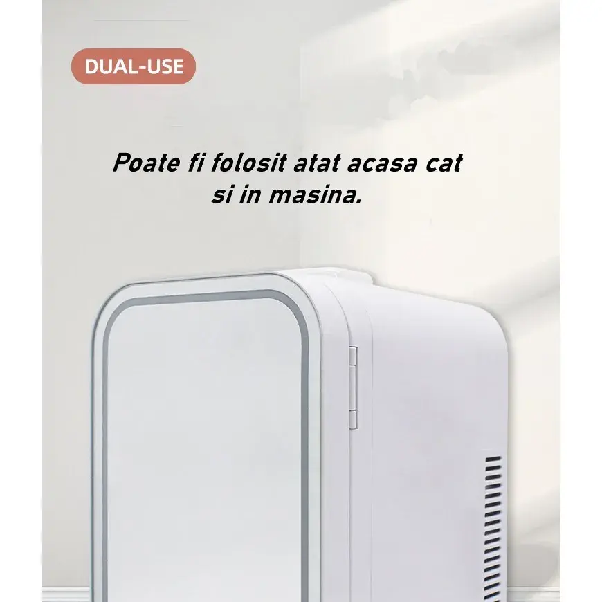 Mini Frigider pentru Cosmetice, Dubla Functie de Incalzire Racire, Portabil, 28 x 26 x 19.5 cm, Volum 8L, Alb (7)