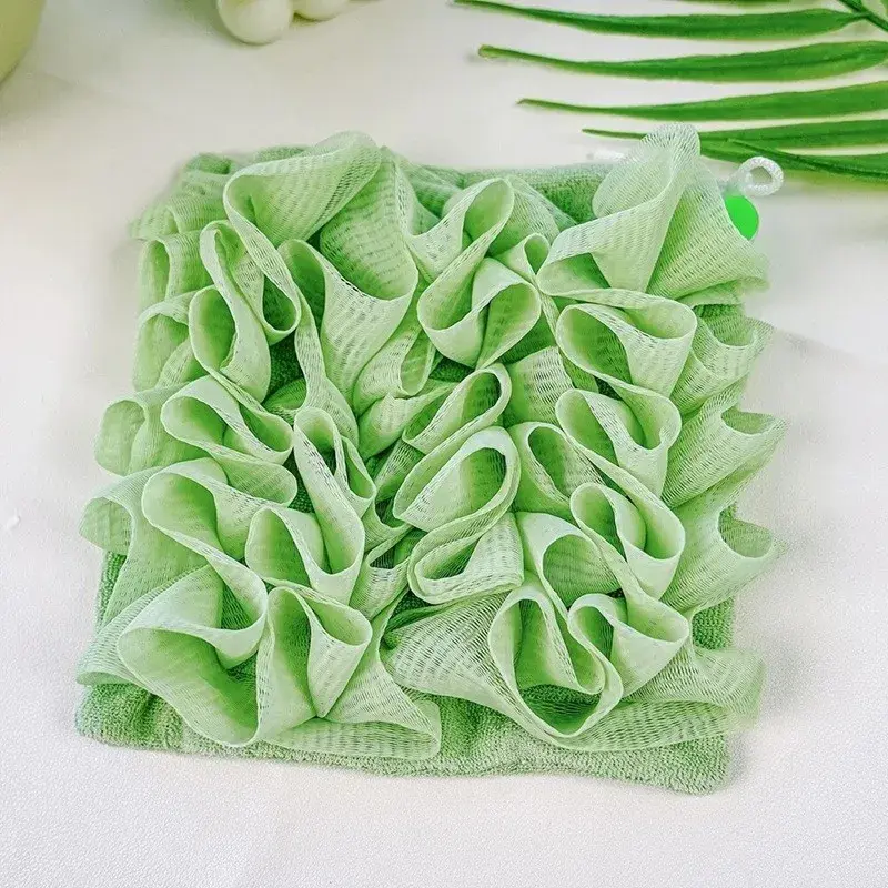 Prosop de Baie, 2in1, cu Burete din Plasa, 17 x 17 cm, Verde (2)