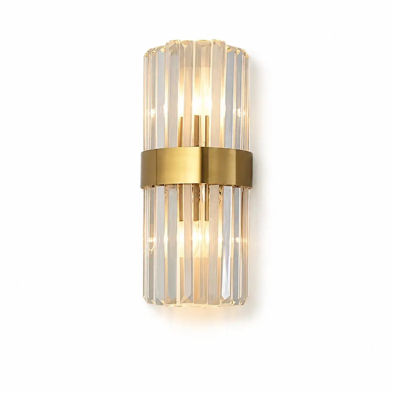 Lampa de Perete in Interior, Lampa de Lux pentru Decor de Interior, Corp de Iluminat Tip aplica, din Inox Auriu si Cristal, Lumina Calda Rece Neutra, 30 x 14 cm, Ideal pentru Camere Mici si Medii, Transparent Auriu