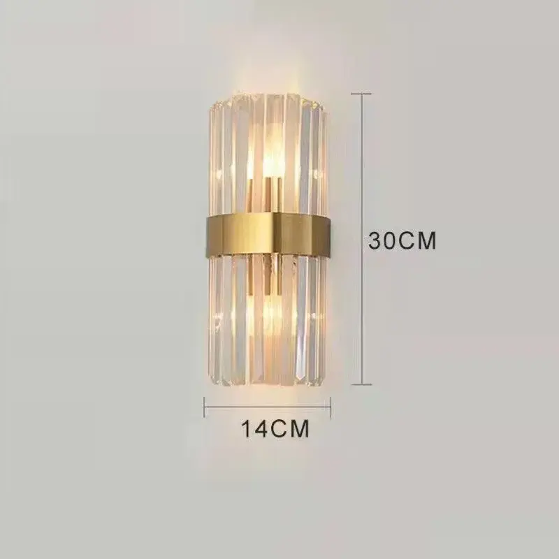 Lampa de Perete in Interior, Lampa de Lux pentru Decor de Interior, Corp de Iluminat Tip aplica, din Inox Auriu si Cristal, Lumina Calda Rece Neutra, 30 x 14 cm, Ideal pentru Camere Mici si Medii, Transparent Auriu (3)