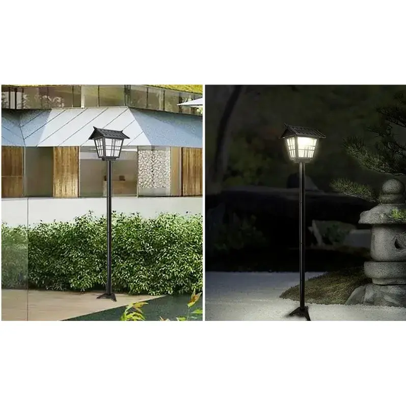 Lampa solara de tip stalp pentru gradina, Alb Rece (5)