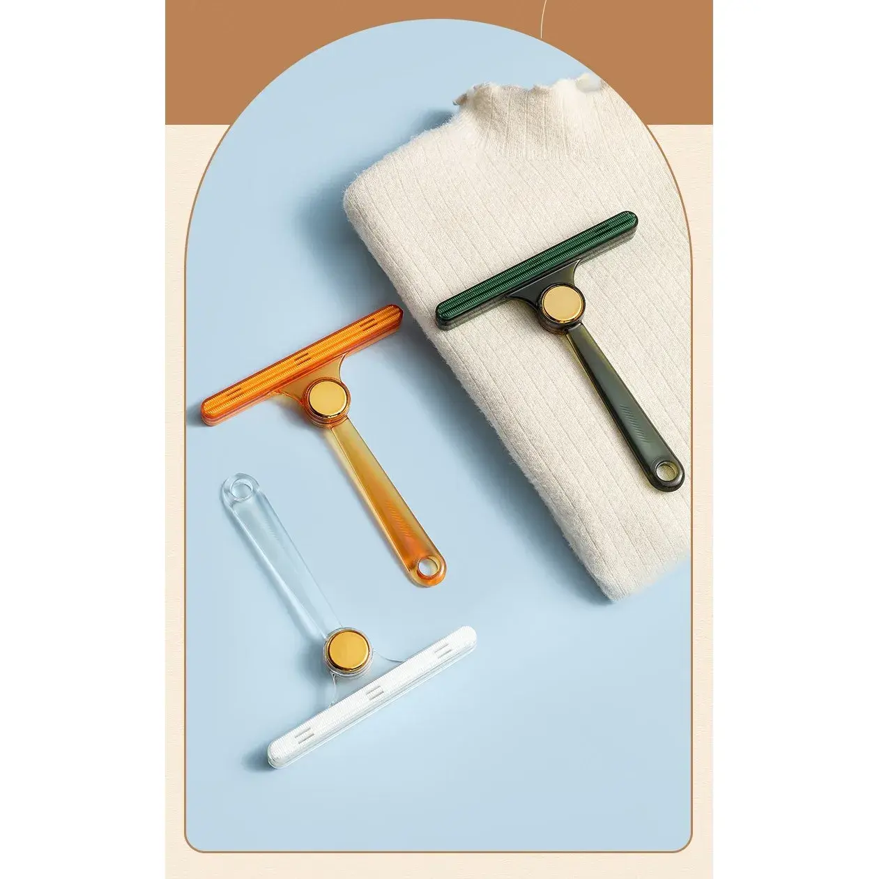 Perie de Indepartare a Scamelor, pentru Haine si Par de Animale, cu Doua Fete, Manual, Multifunctional, 12x14.5 cm, Accesoriu pentru Casa, Portocaliu (5)