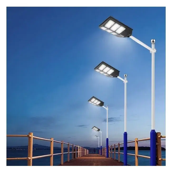 Lampa solara stradala, cu telecomanda, senzor de miscare si lumina, suport prindere, 480 LED-uri, IP65, ABS, 15AH, 300W, temperatura culoare 6500K, 44.6x34.8x7.2 cm, autonomie 10-12 ore, negru (4)