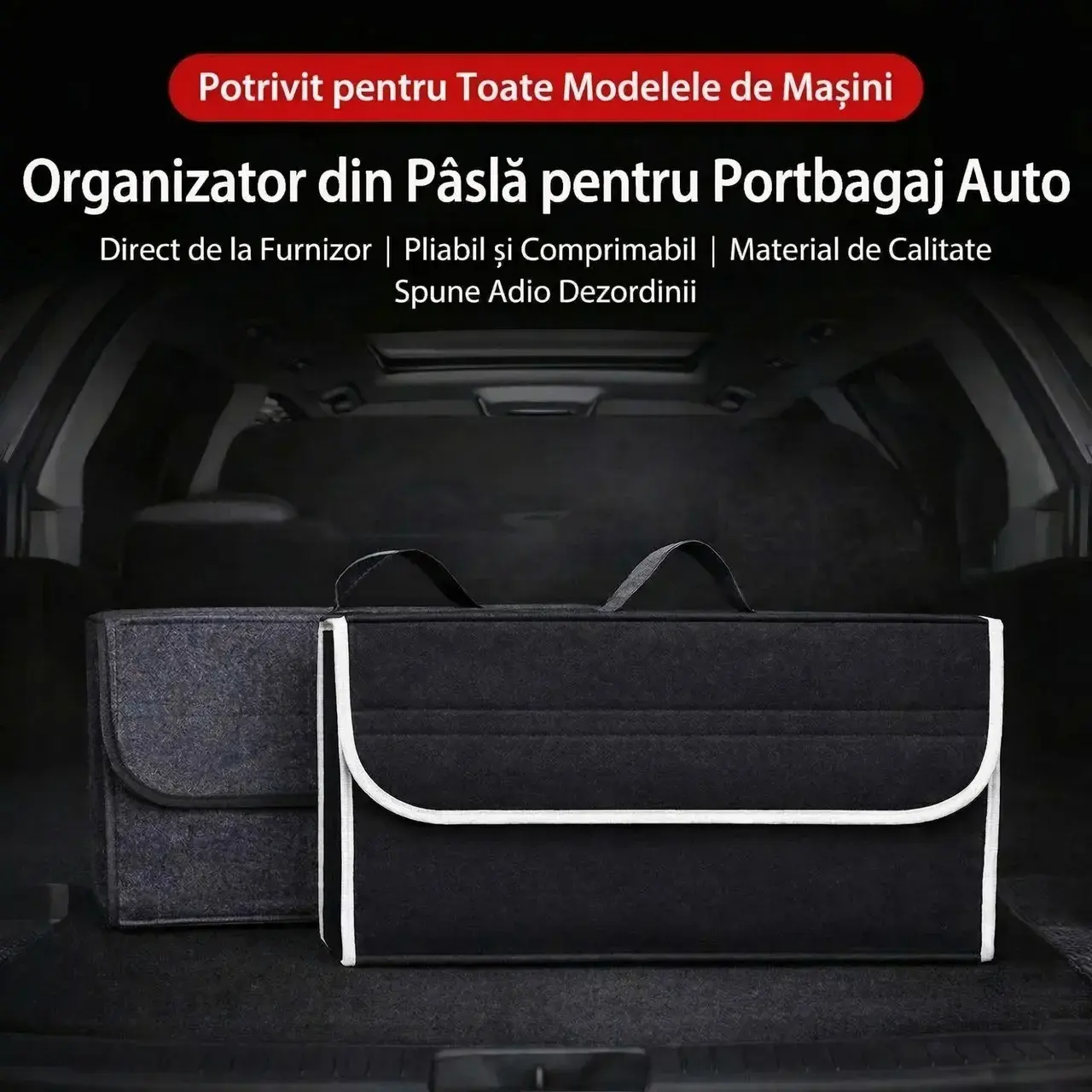 Organizator Portbagaj Auto Pliabil, Cutie Depozitare Multifunctionala, Material Textil Non Woven, 50 x 17 x 24 cm (5)