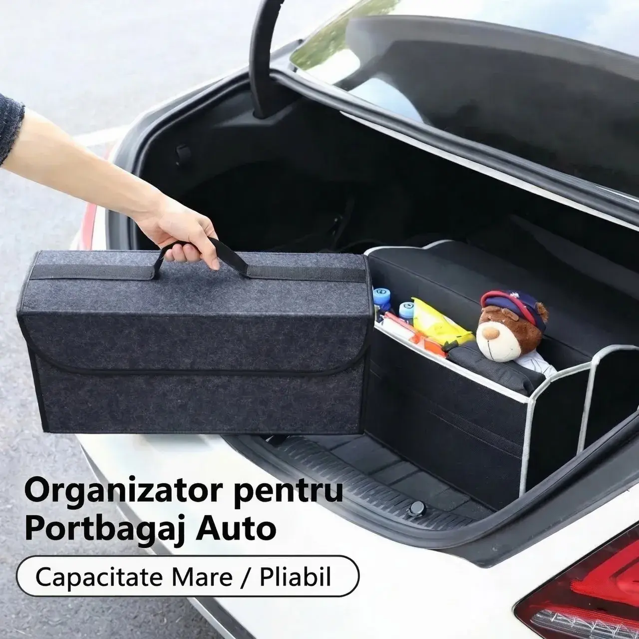 Organizator Portbagaj Auto Pliabil, Cutie Depozitare Multifunctionala, Material Textil Non Woven, 50 x 17 x 24 cm (7)