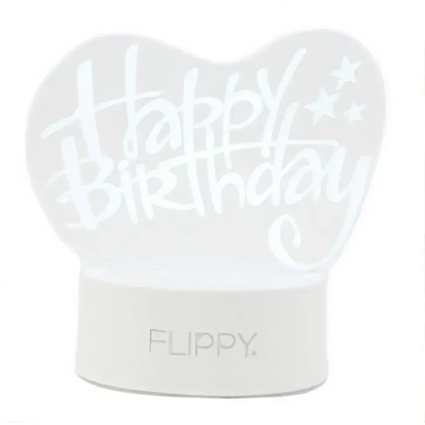Lampa LED decorativa, 3D, Happy Birthday, cu USB si baterii, 20 cm inaltime, din material acril, lumina multicolora si telecomanda inclusa, alb (2)