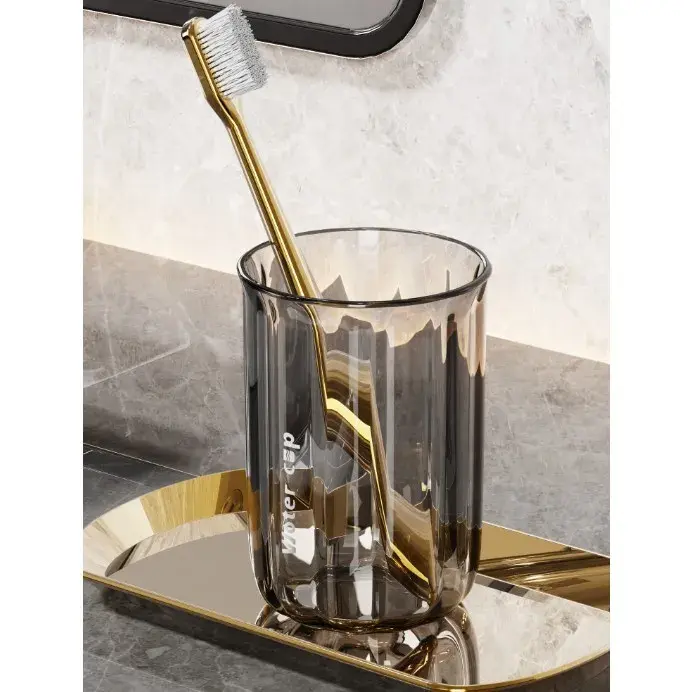 Cana de Apa pentru Clatit, pentru Periuta de Dinti, 200 ml, 10.4 x 7.3 cm, Gri Transparent (3)