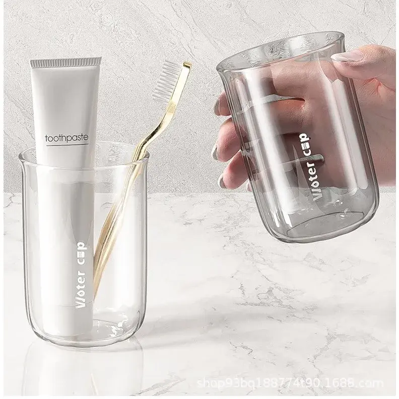 Cana de Apa pentru Clatit, pentru Periuta de Dinti, 200 ml, 10.4 x 7.3 cm, Gri Transparent (7)