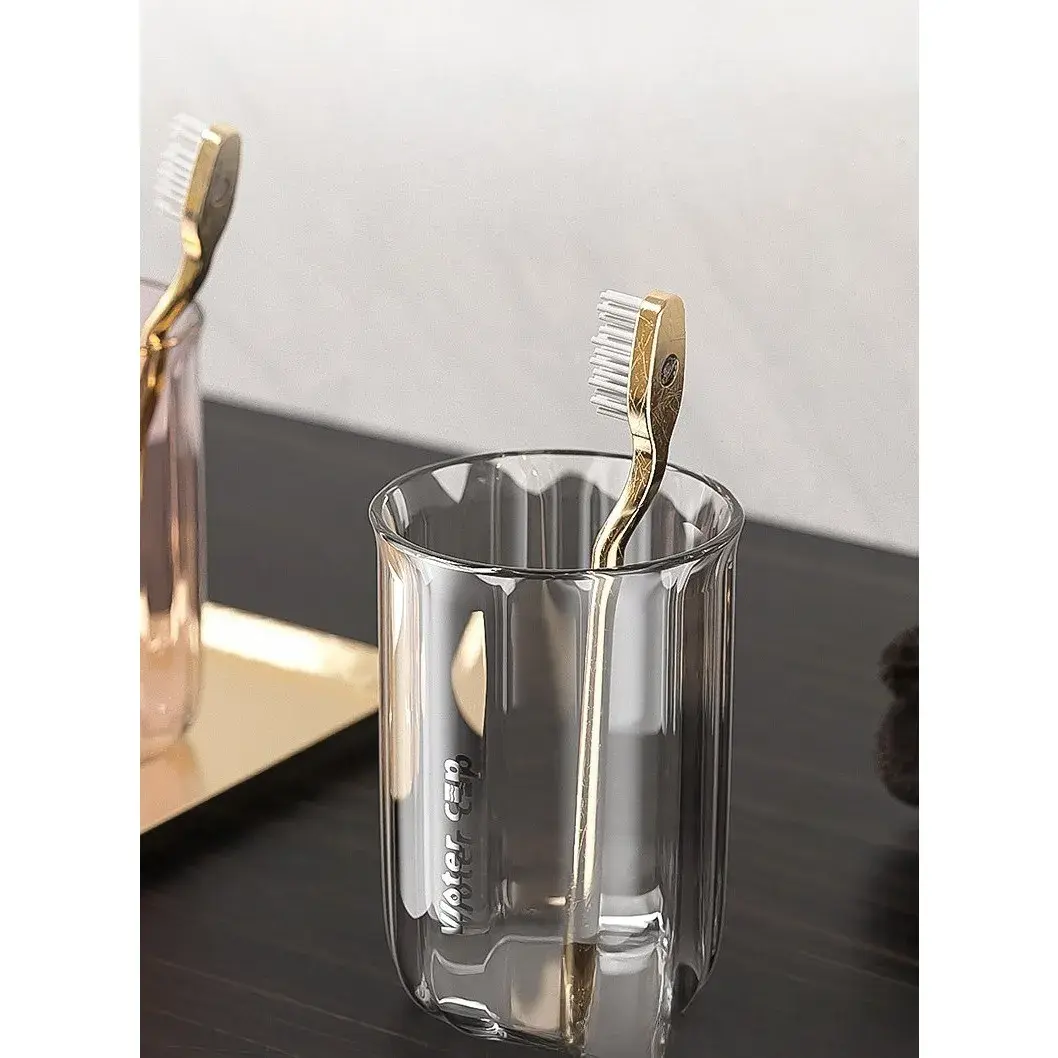 Cana de Apa pentru Clatit, pentru Periuta de Dinti, 200 ml, 10.4 x 7.3 cm, Gri Transparent (8)