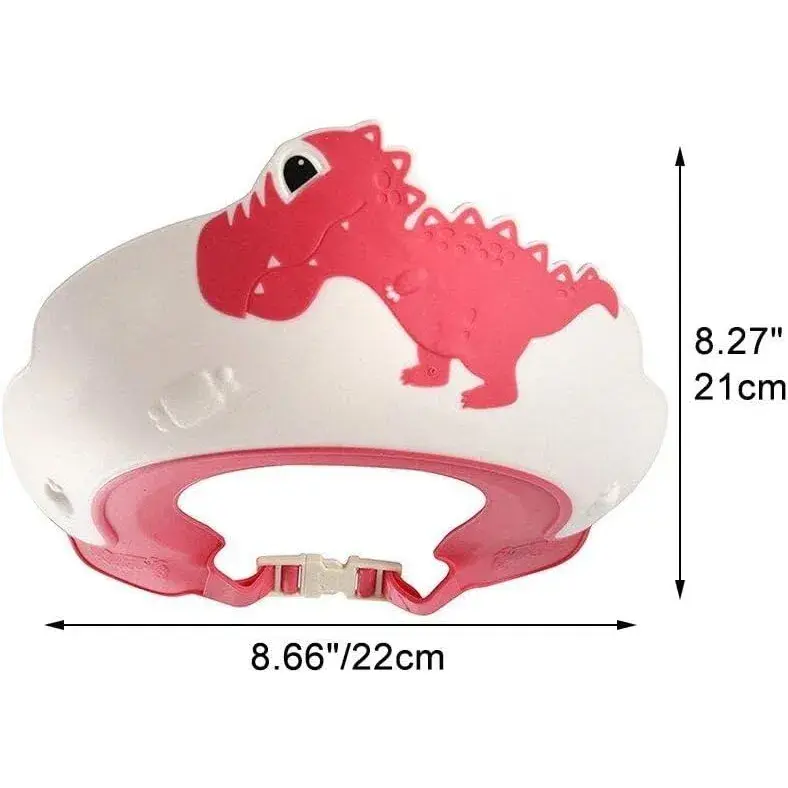 Viziera de Protectie Baie Pentru Copii, Fippy, Model Dinozaur, Dimensiune ajustabila, Durabil, Usor de curatat, Impotriva Samponului, pentru Ochi si Urechi, TPE+PP, 22x21 cm, Rosu (4)
