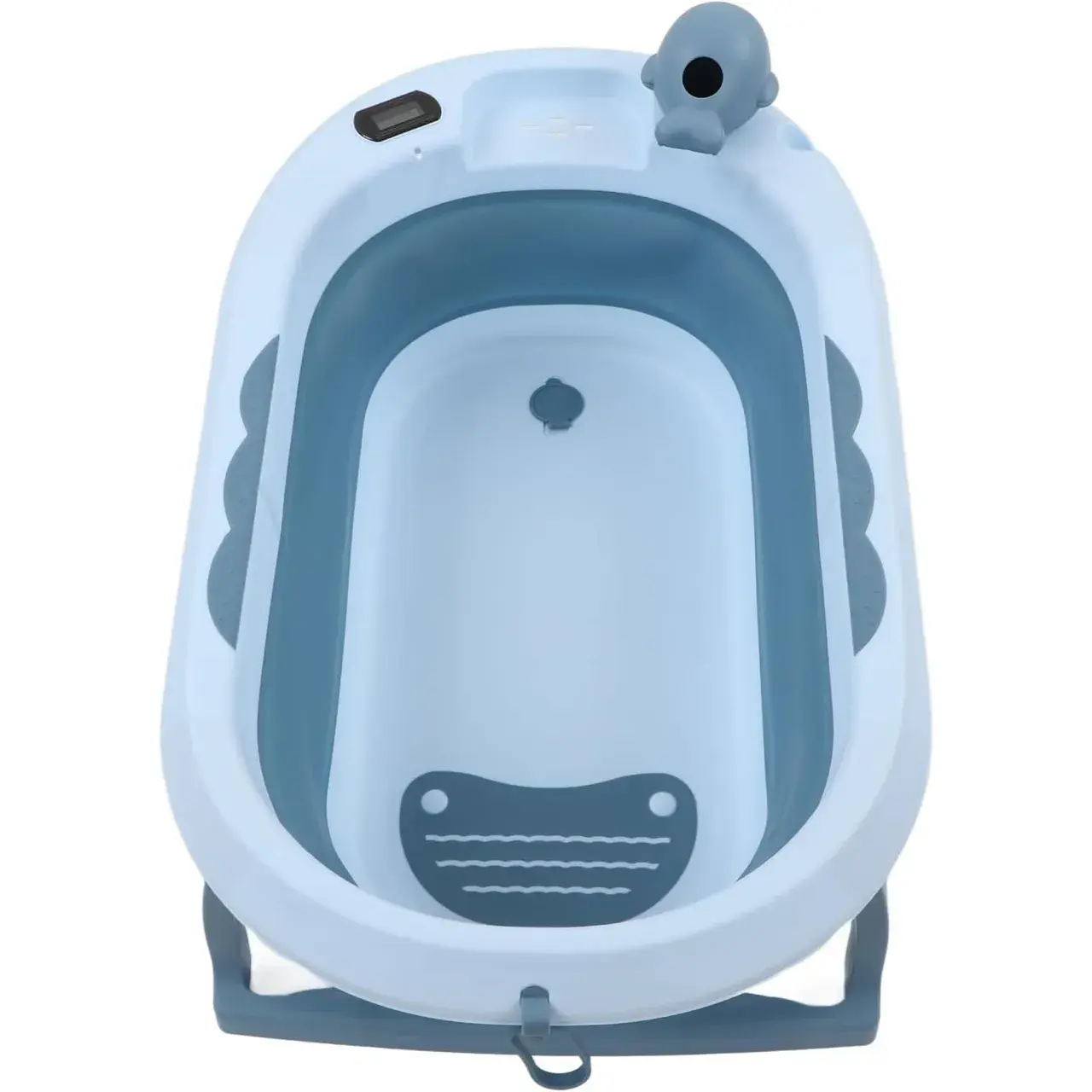 Cada de Baie, pentru Copii 0 luni - 6 Ani, cu Termometru, Pliabila, Perna Suport Inclusa, din Plastic, 81.5 x 49 x 21.5 cm, Albastru (3)