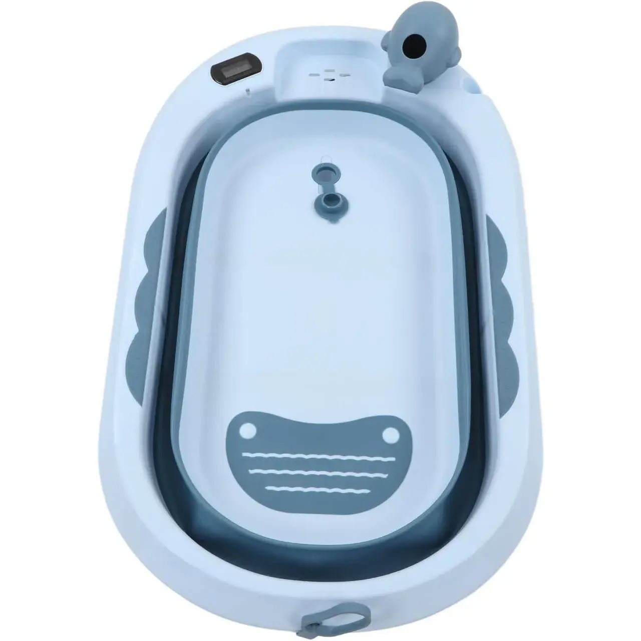 Cada de Baie, pentru Copii 0 luni - 6 Ani, cu Termometru, Pliabila, Perna Suport Inclusa, din Plastic, 81.5 x 49 x 21.5 cm, Albastru (6)