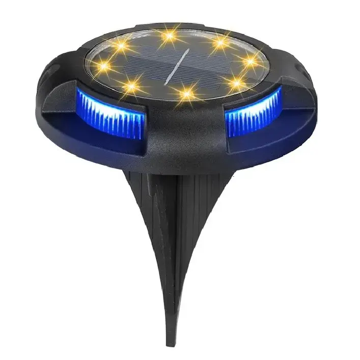 Lampa solara LED tip spot pentru gradina, cu 4 leduri laterale multicolore si 8 leduri principale alb cald, IP65, material ABS, baterie 2V, 700 mah, 11x13.5 cm, multicolor (2)
