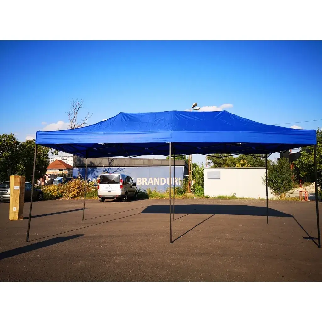 Cort Pavilion 3x6m Albastru Pliabil Cadru Metal pentru Curte, Gradina, Evenimente (2)
