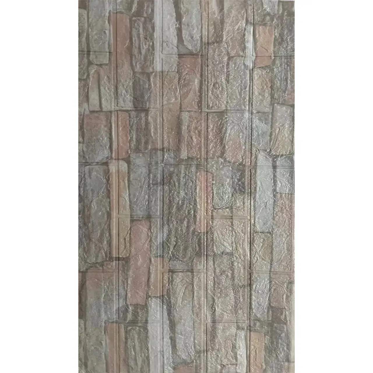 Set 10 Placi de Tapet, Autoadezive, 70 x 77 cm, 2.5 mm Grosime, Suprafata Acoperita 5.3 mp, din PVC, Model Piatra, Crem (5)