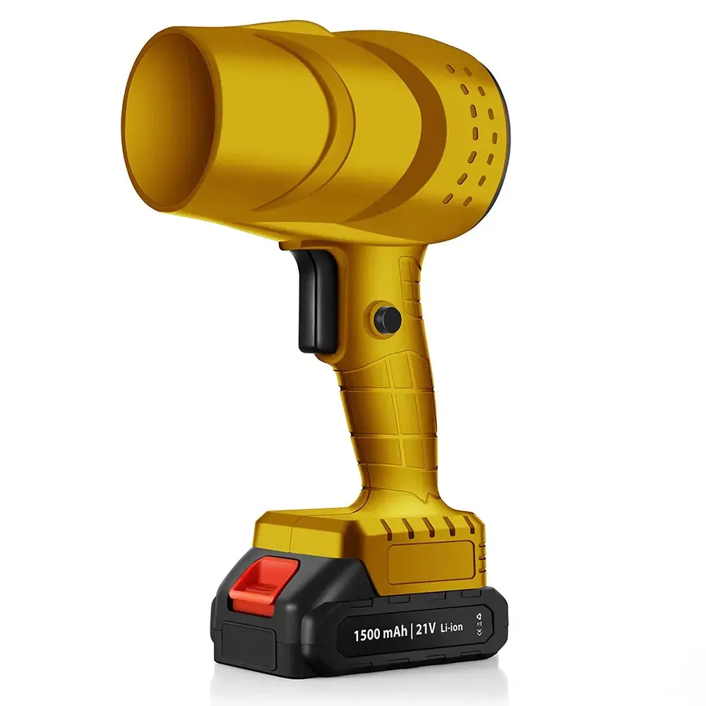 Suflanta de Aer Multifunctionala Portabila, Incarcare Auto, pentru Gratar, Masina, Indepartare Frunze si Praf, 1500 mAh, Viteta de Rotatie 25000 RPM, 2 Baterii de Li si Incarcator, Galben (2)