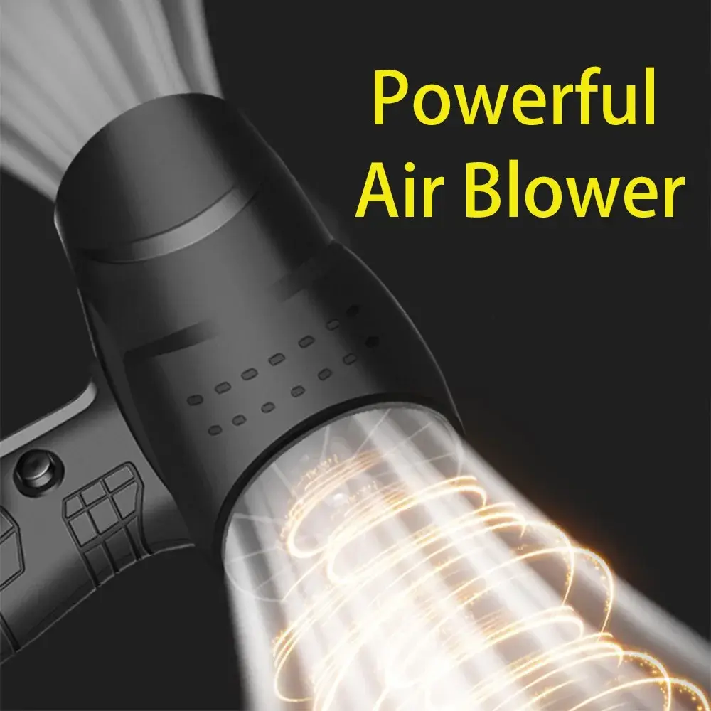 Suflanta de Aer Multifunctionala Portabila, Incarcare Auto, pentru Gratar, Masina, Indepartare Frunze si Praf, 1500 mAh, Viteta de Rotatie 25000 RPM, 2 Baterii de Li si Incarcator, Galben (4)