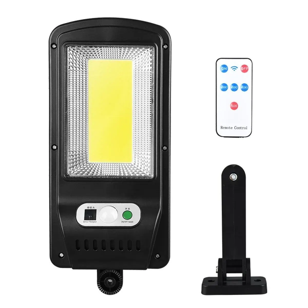 Lampa Solara De Exterior LED, 36 cm x 11.5 cm, 2400Lumeni 100 COB LED 20 W - echivalent 160 W bec incadescent, IP65, Senzor de Miscare, Senzor de Lumina, 1 Grila, Alb Rece