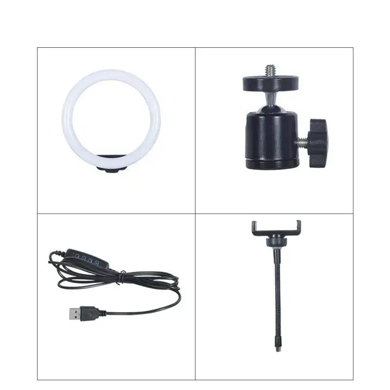Lampa Circulara RingLight, din ABS, 120 LED-uri, 3 Culori de Lumina, 3 Trepte de Intensitate, Rotire 360, 26 cm Diametru, Negru (6)