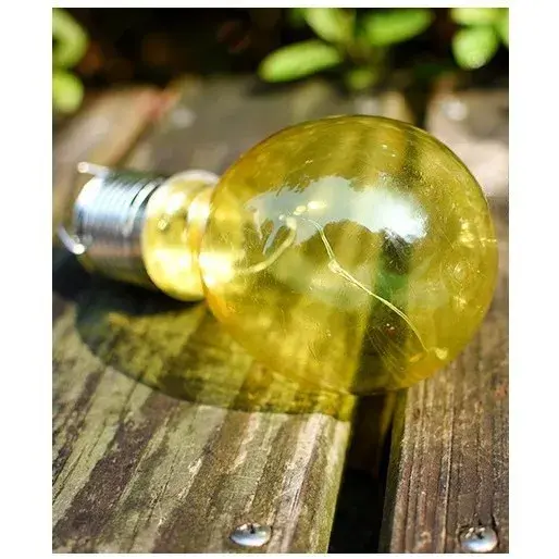 Lampa Solara LED Decorativa sub forma de Bulb, pentru exterior, suspendata, IP65, Ultron Galben (2)
