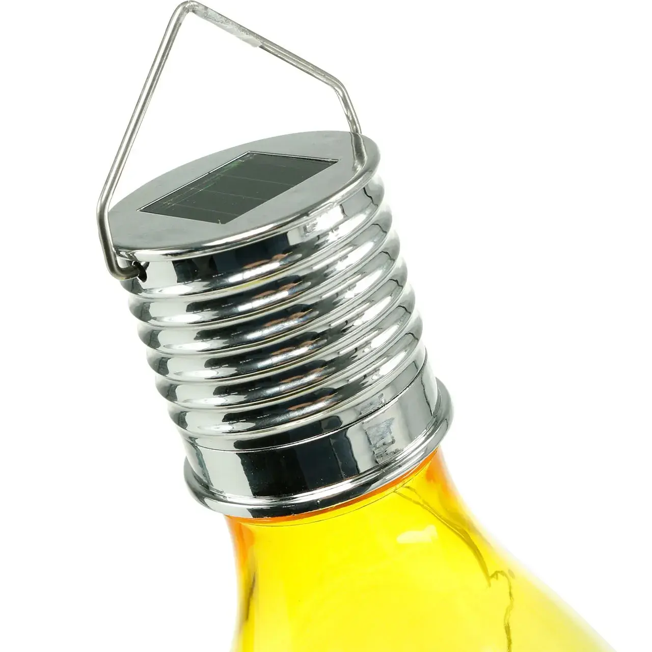 Lampa Solara LED Decorativa sub forma de Bulb, pentru exterior, suspendata, IP65, Ultron Galben (3)