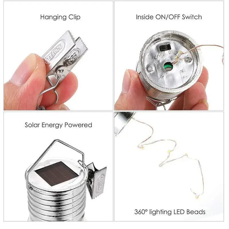 Lampa Solara LED Decorativa sub forma de Bulb, pentru exterior, suspendata, IP65, Ultron Galben (4)