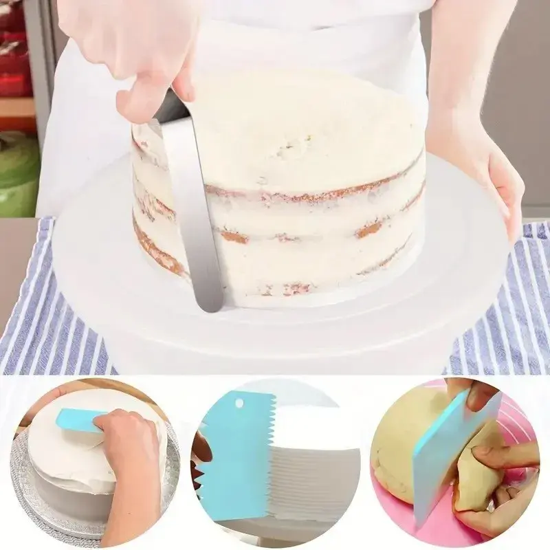 Set de 216 Piese de Copt pentru Prajituri, 3 Tavi de Copt, Nivelator, Forme Cupcake, Pos pentru Ornat cu 7 Capete, Feliator Tort, din Otel Inoxidabil, Multicolor (4)