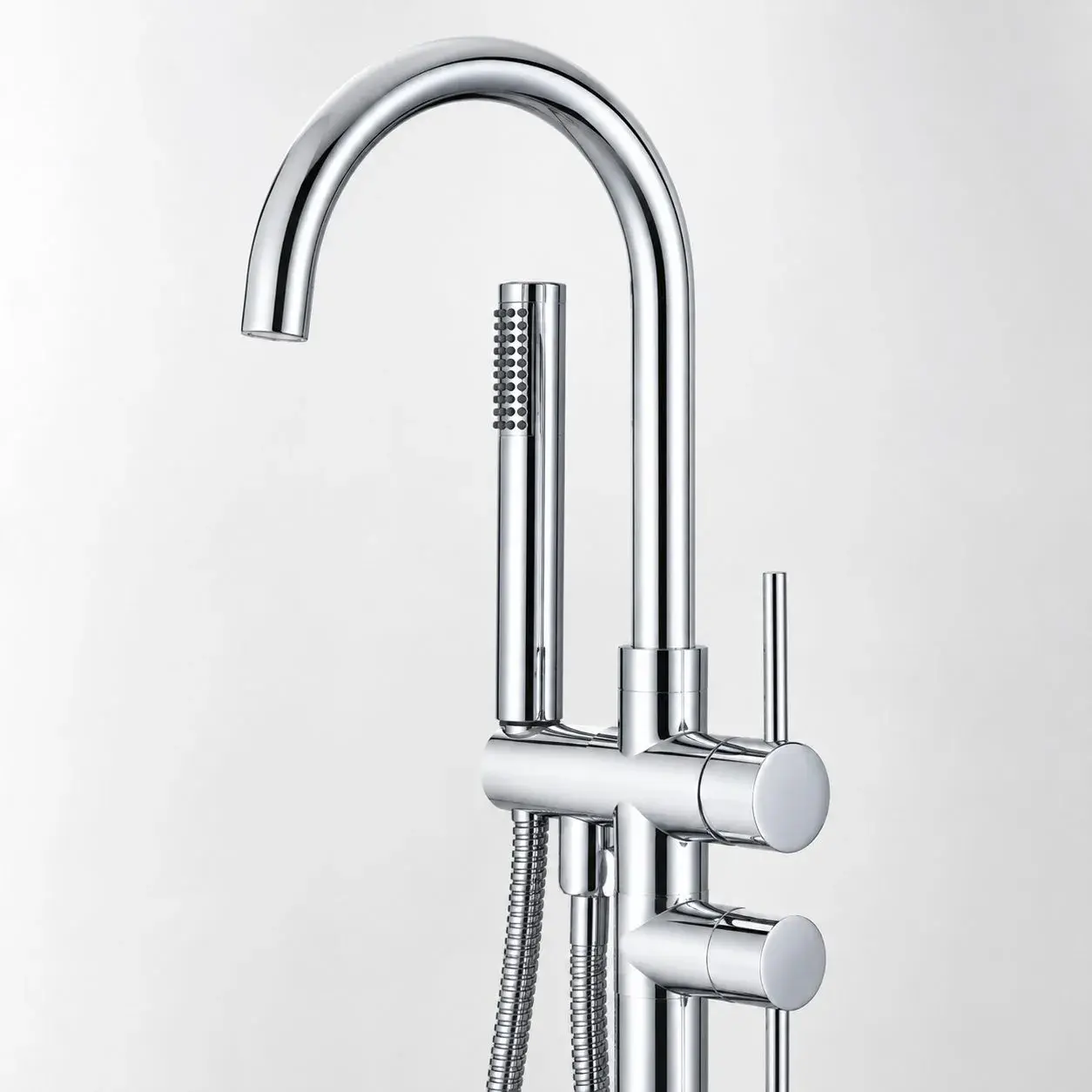 Baterie de Podea cu Cadru Rotund, CF2032, Alama Sanitara, Pipa 18 cm, Inaltime 115 cm, Para de Dus, Crom (3)