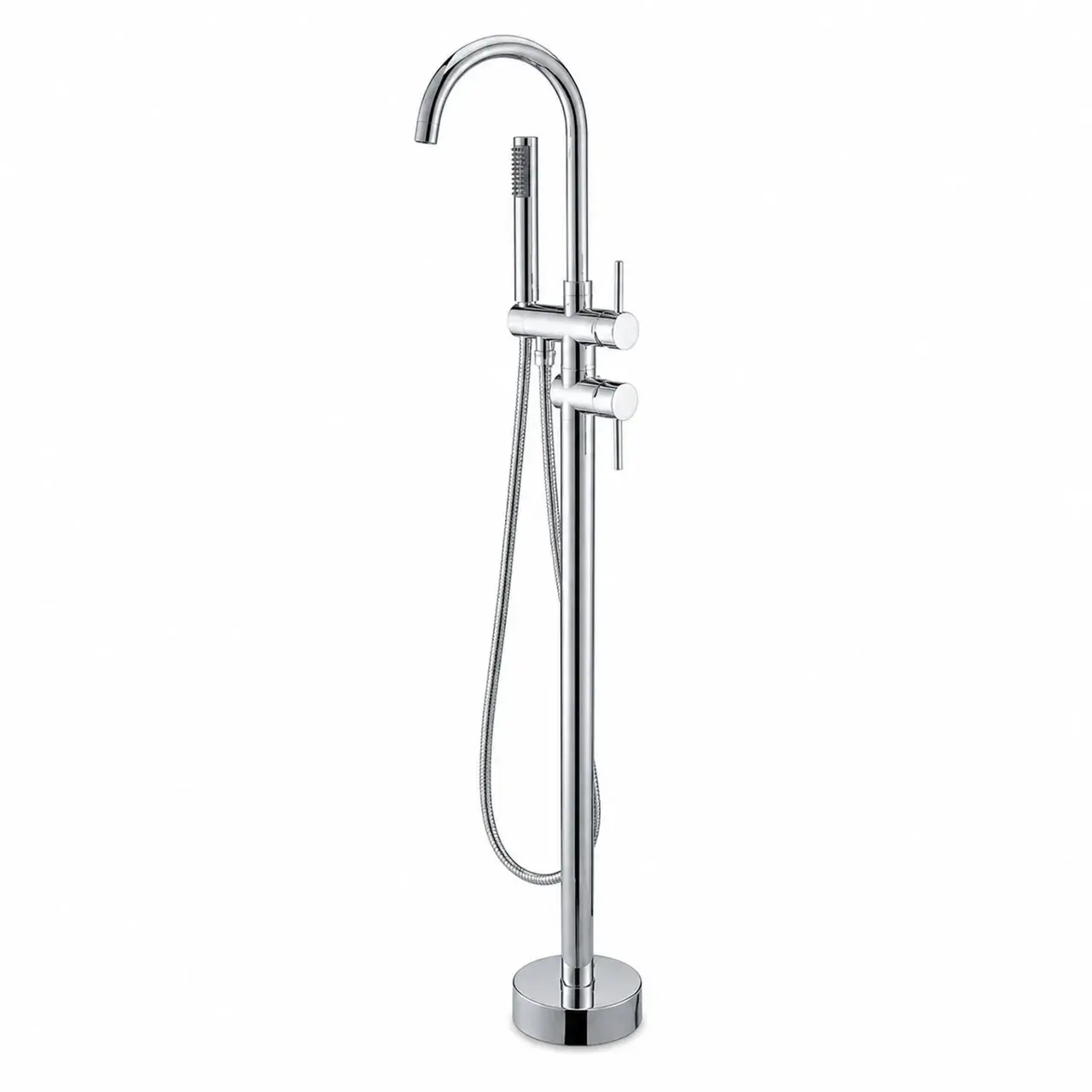 Baterie de Podea cu Cadru Rotund, CF2032, Alama Sanitara, Pipa 18 cm, Inaltime 115 cm, Para de Dus, Crom (7)