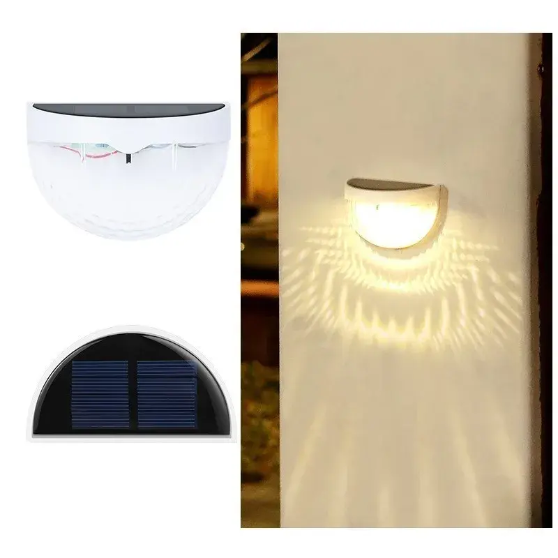 Set 2x Lampa solara de perete 6LED, carcasa alba, lumina alb cald