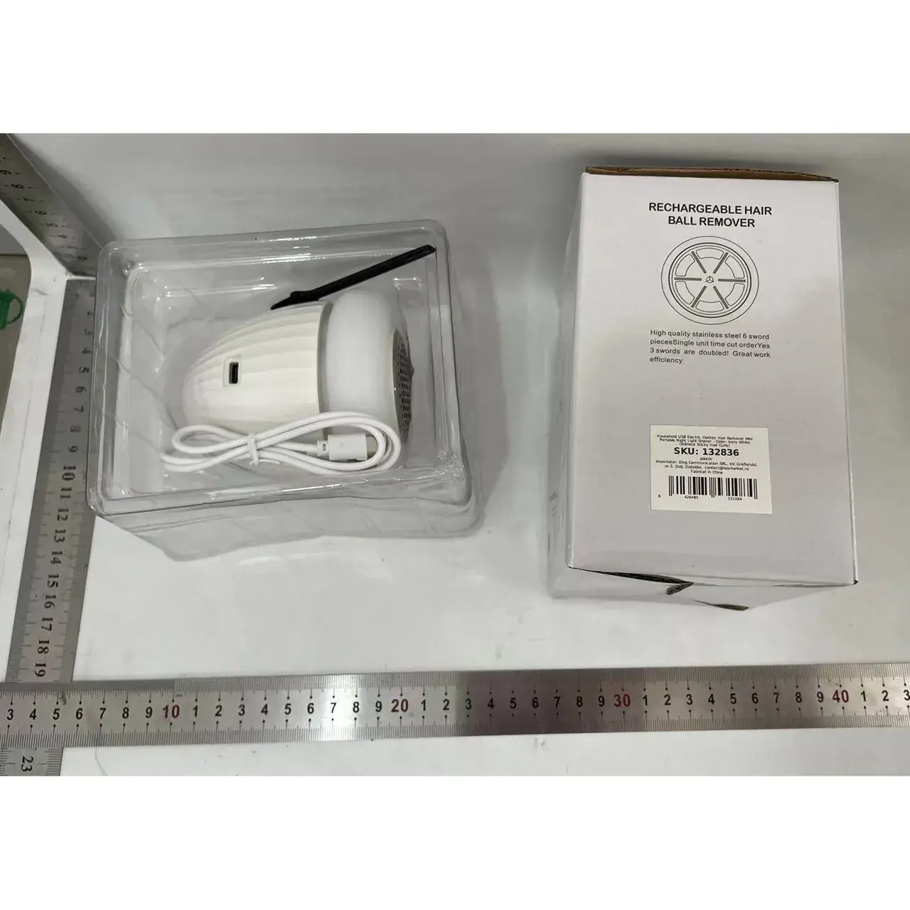 Aparat de Scame 2 in 1, Curatare Haine si Lampa de Veghe, 3 Trepte, Incarcare Tip C, 4 W, 9 x 10 cm, Alb (2)