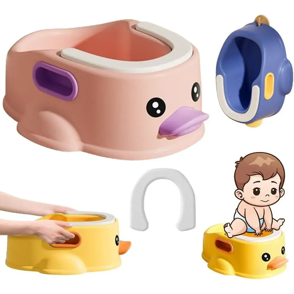 Olita pentru Copii, +1an, Portabila, Design Ratusca, Model Prietenos, Non-Toxic, Compartiment Detasabil, cu Maner, Usor de Curatat, Albastru (6)