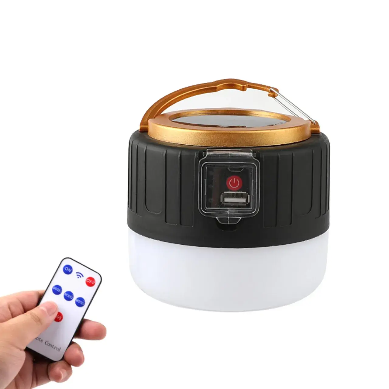 Lampa Portabila, Incarcare Solara + USB, Afisaj Inteligent al Bateriei, Raza de Actiune 32 mp, 6x9x11 cm, 3 Moduri, Negru (3)
