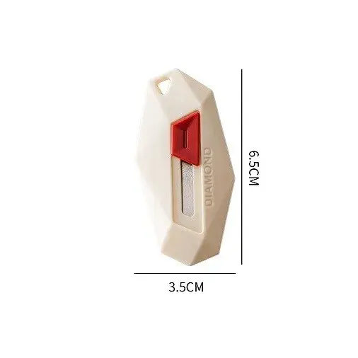 Cutter pentru Cutii, Varf Rotunjit si Zimtat, Tip Breloc, 6.5x3.5 cm, Crem (3)