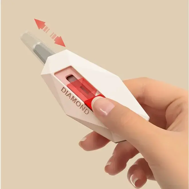 Cutter pentru Cutii, Varf Rotunjit si Zimtat, Tip Breloc, 6.5x3.5 cm, Crem (7)