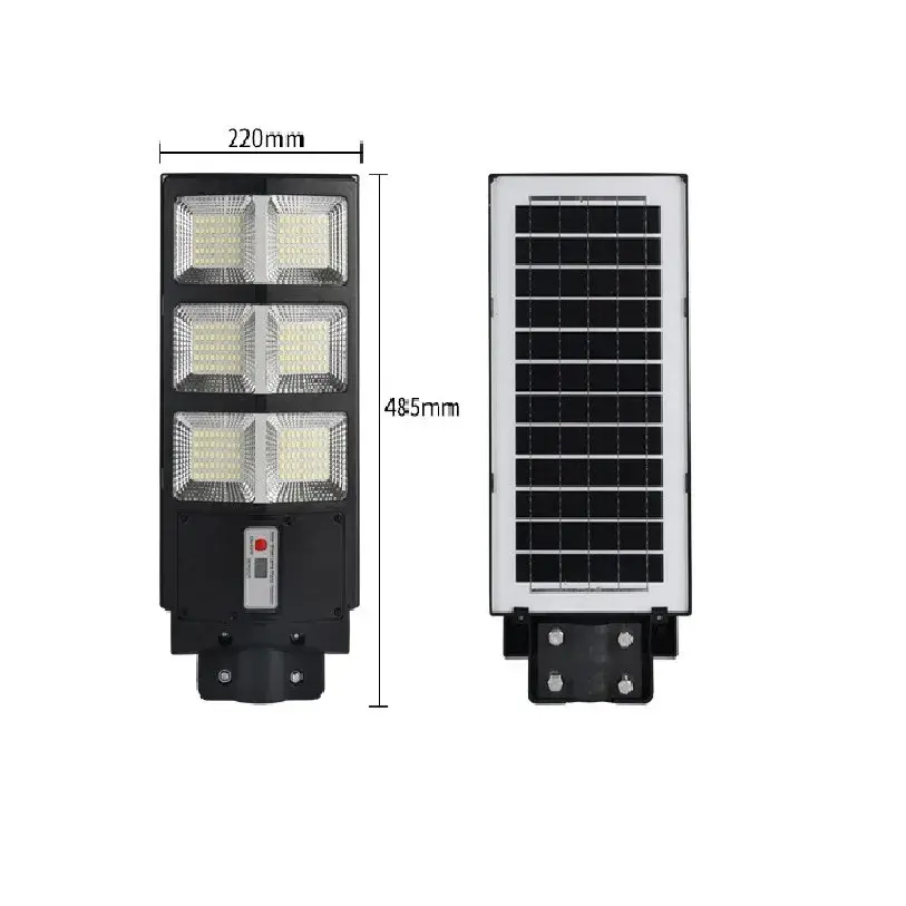 Lampa solara stradala, cu telecomanda, senzor de miscare si lumina, suport prindere, 135 LED-uri, IP65, ABS, 8AH, 100W, temperatura culoare 6500K, 48.5x22x6.8 cm, autonomie 10-12 ore, negru (5)