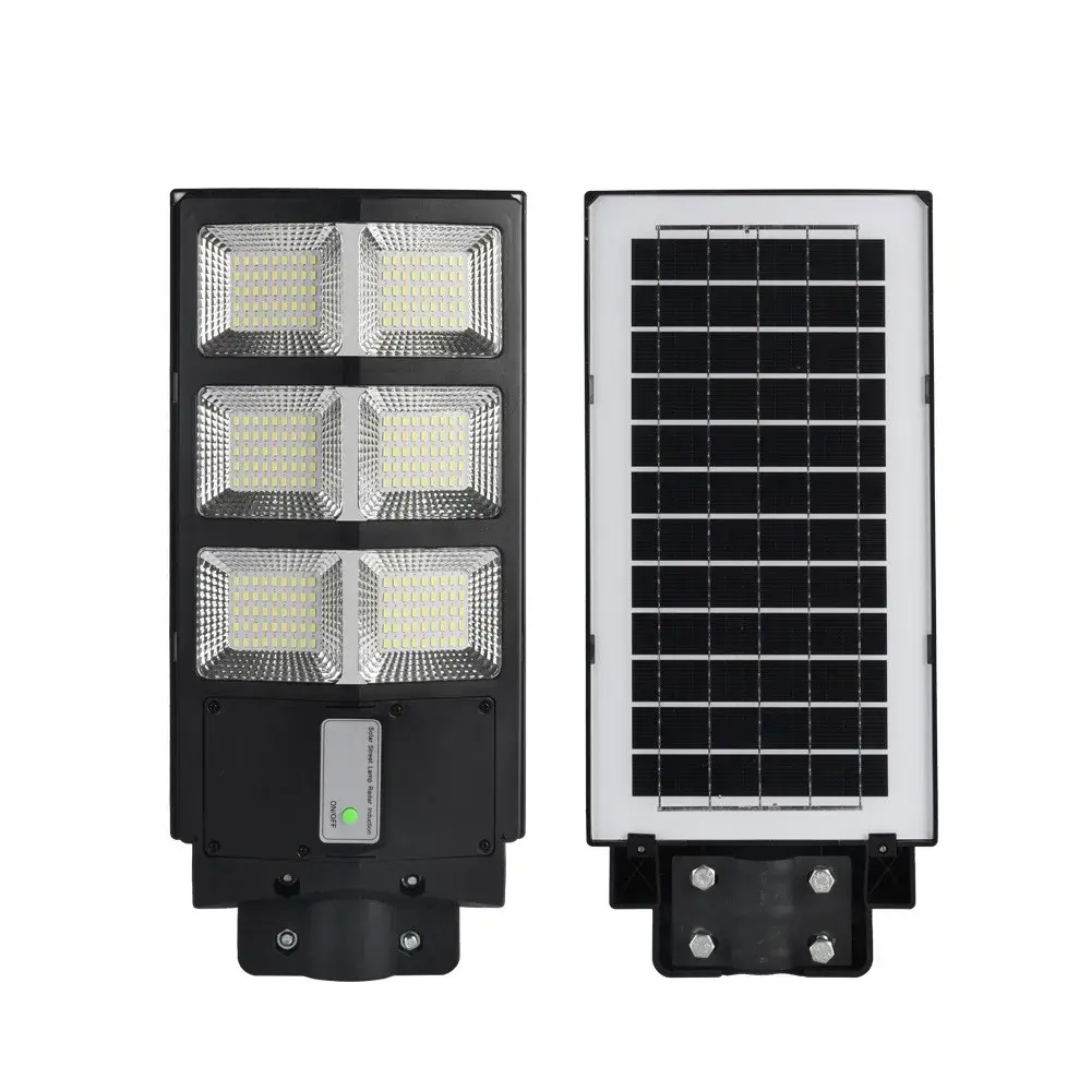 Lampa solara stradala, cu telecomanda, senzor de miscare si lumina, suport prindere, 135 LED-uri, IP65, ABS, 8AH, 100W, temperatura culoare 6500K, 48.5x22x6.8 cm, autonomie 10-12 ore, negru (6)