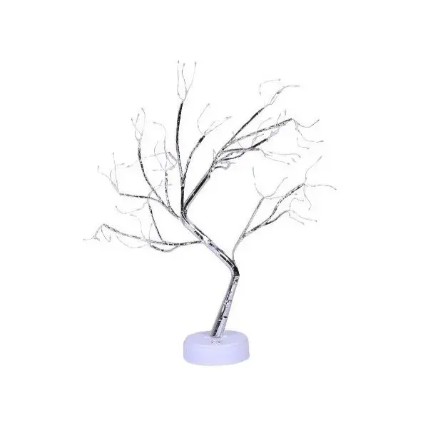 Lampa de veghe LED cu baterii si USB, Model Copac din cupru, Alb rece