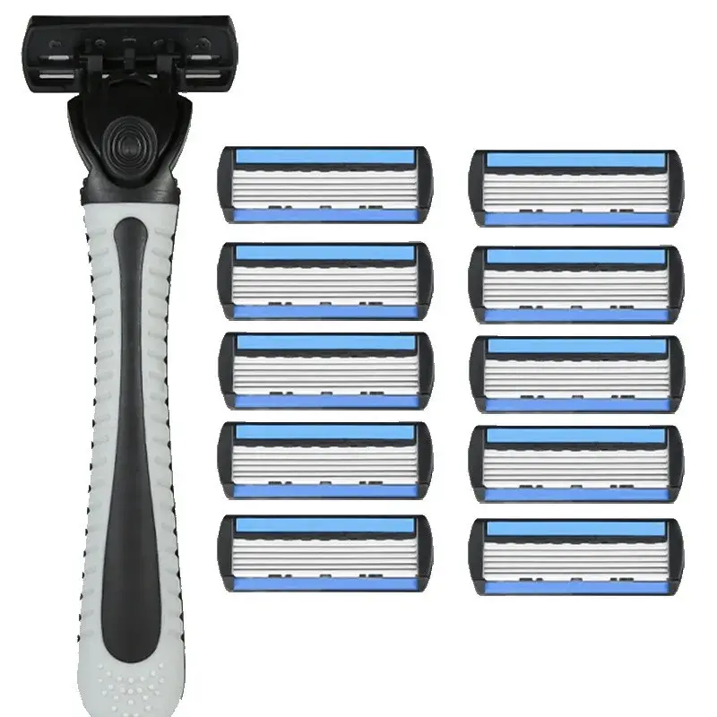 Aparat de Ras Manual, din Otel Inoxidabil, Suport Lama + Capete de Schimb Incluse, Cutie pentru Lame, Negru (11)