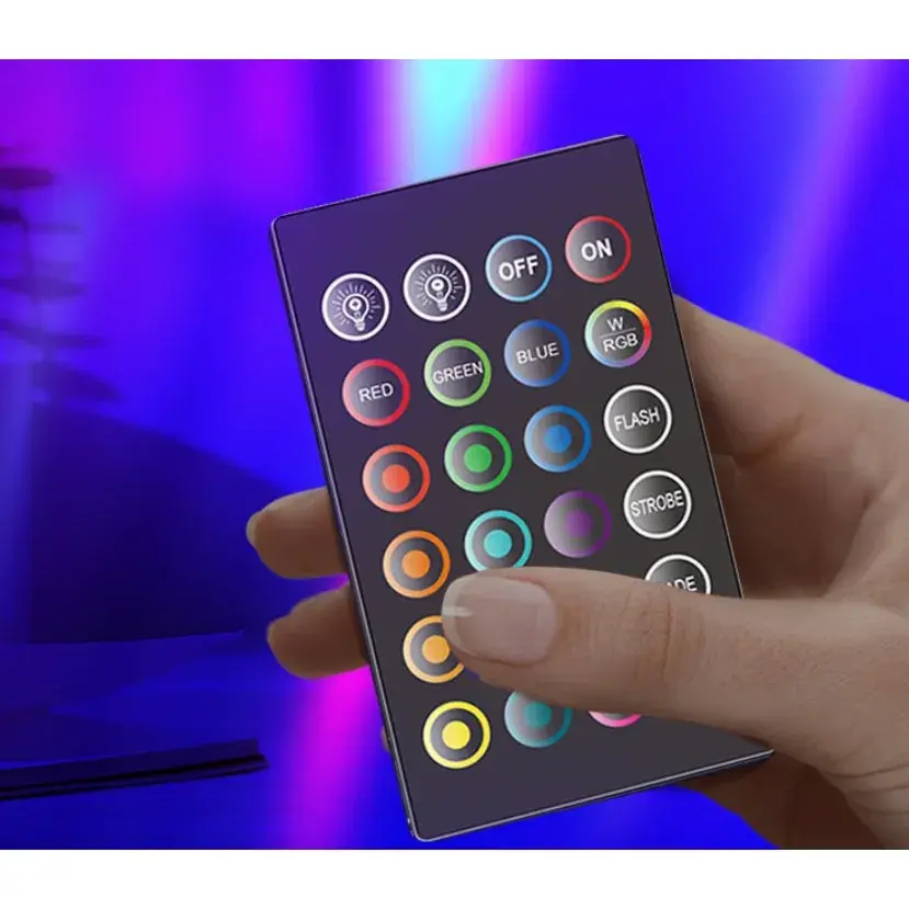 Lampa de Birou, RGB Colorat, 14 LED, Putere 5V, Telecomanda cu 24 de Taste, Cablu USB, Negru, 25.5x4x3.5cm (2)