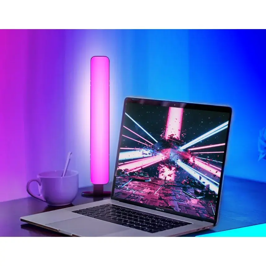 Lampa de Birou, RGB Colorat, 14 LED, Putere 5V, Telecomanda cu 24 de Taste, Cablu USB, Negru, 25.5x4x3.5cm (3)