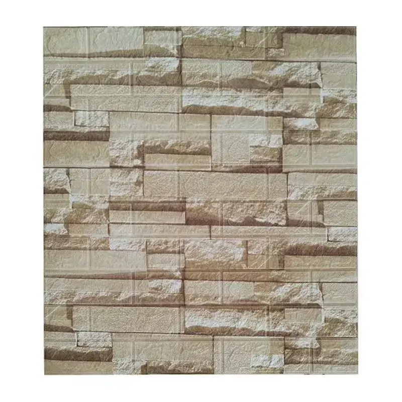 Set 10 Placi de Tapet, Autoadezive, 70 x 77 cm, 2.5 mm Grosime, Suprafata Acoperita 5.3 mp, din PVC, Model Piatra, Bej
