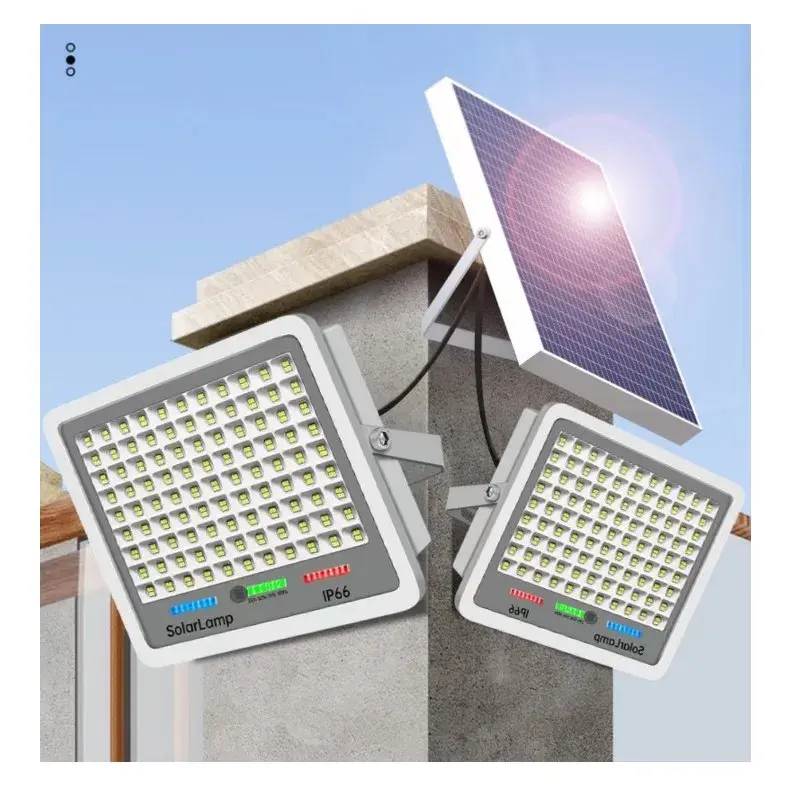 Proiector LED cu Panou Solar, Senzor lumina, Waterproof, 396 LED-uri incorporate, 200W, 30x24 cm, IP67, Design Modern, Negru (6)