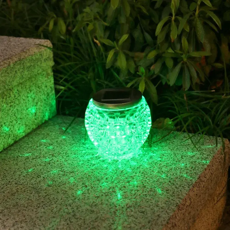 Lampa solara LED tip Glob cristal pentru gradina/trepte/terasa, rezistent la apa IP65, 10 x 9.5 cm, 1.2V, ABS, 600mAh, multicolor (3)