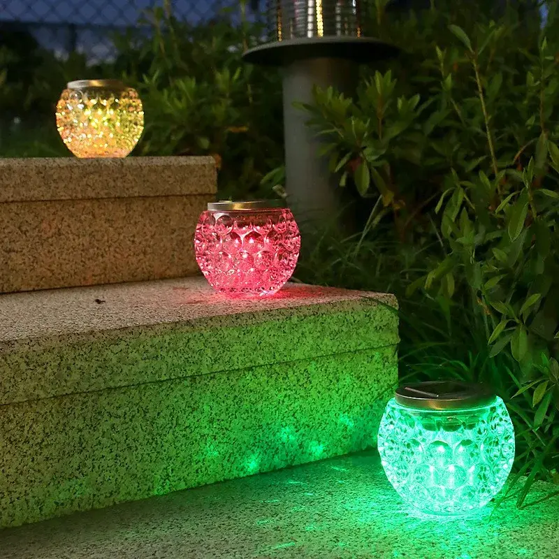 Lampa solara LED tip Glob cristal pentru gradina/trepte/terasa, rezistent la apa IP65, 10 x 9.5 cm, 1.2V, ABS, 600mAh, multicolor (4)