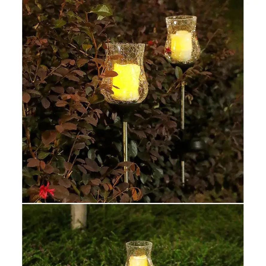 Lampa solara LED tip Lalea pentru gradina, inaltime 55 cm, material sticla si ABS, 2V, ABS, 600mAh, alb cald (3)