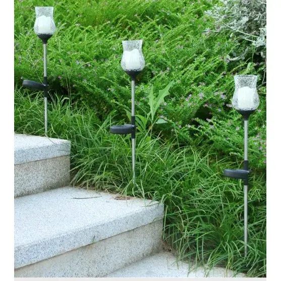 Lampa solara LED tip Lalea pentru gradina, inaltime 55 cm, material sticla si ABS, 2V, ABS, 600mAh, alb cald (5)