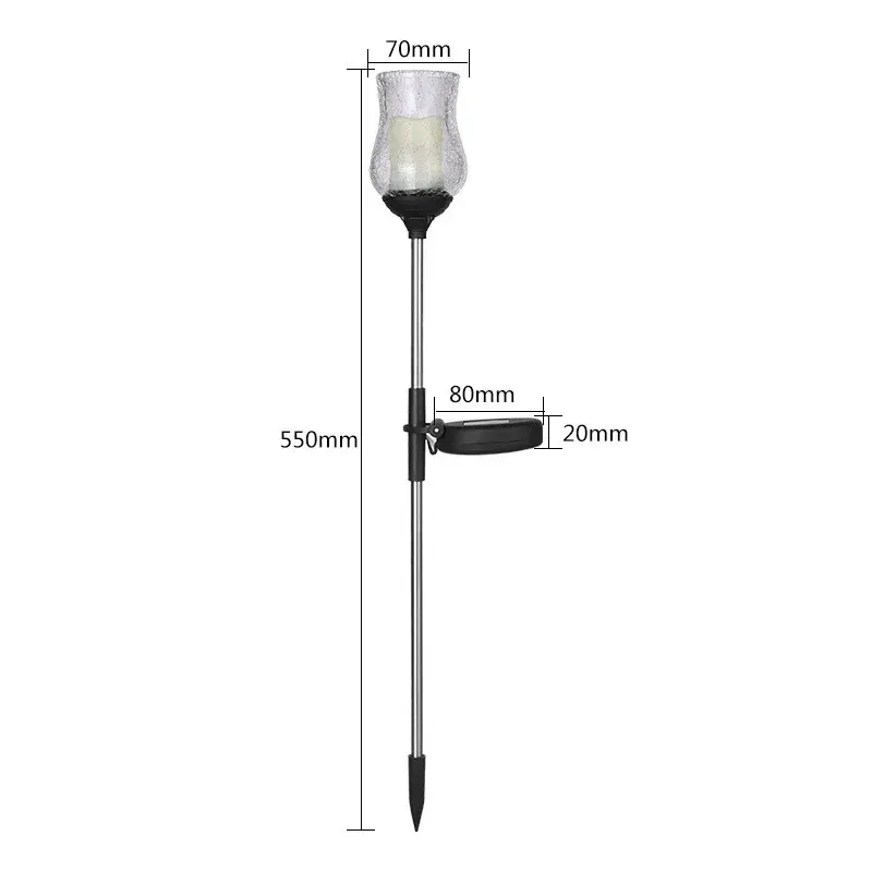 Lampa solara LED tip Lalea pentru gradina, inaltime 55 cm, material sticla si ABS, 2V, ABS, 600mAh, alb cald (6)