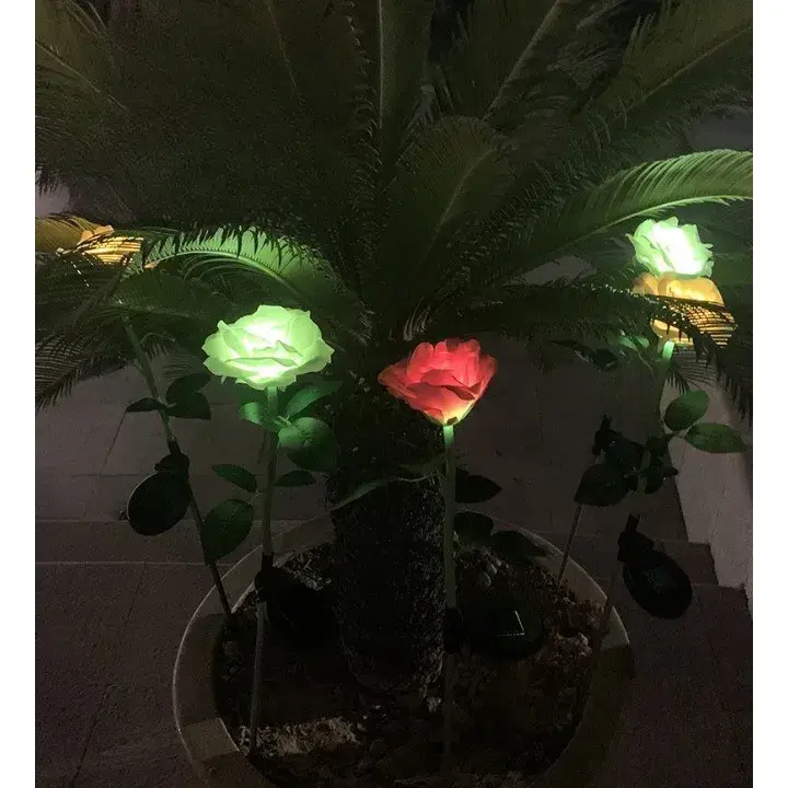 Lampa Solara LED tip Trandafir cu o floare pentru Gradina, Inaltime 75 cm (5)