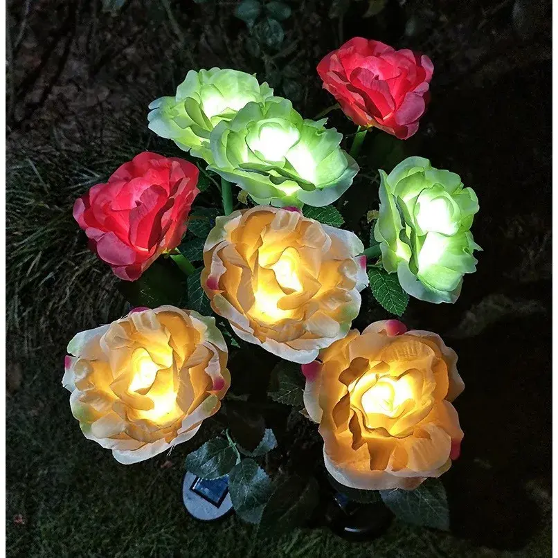 Lampa Solara LED tip Trandafir cu o floare pentru Gradina, Inaltime 75 cm (6)